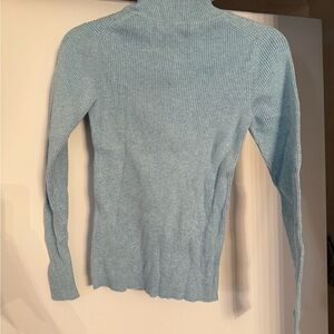 Women's Blue Ribbed Sweater
